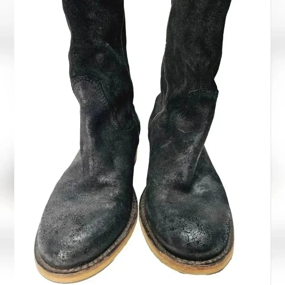Bronx Leather Knee High Boots Black EU 36 US 6 Minimalist Riding Boots Portugal - Picture 4 of 12